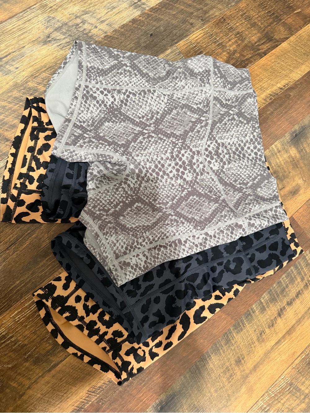 Women’s Athletic Shorts - Gray Snake & Leopard Print Pack
